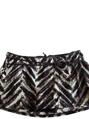 Brown Zebra-Print Swim Skirt Coverup with Ring Belt